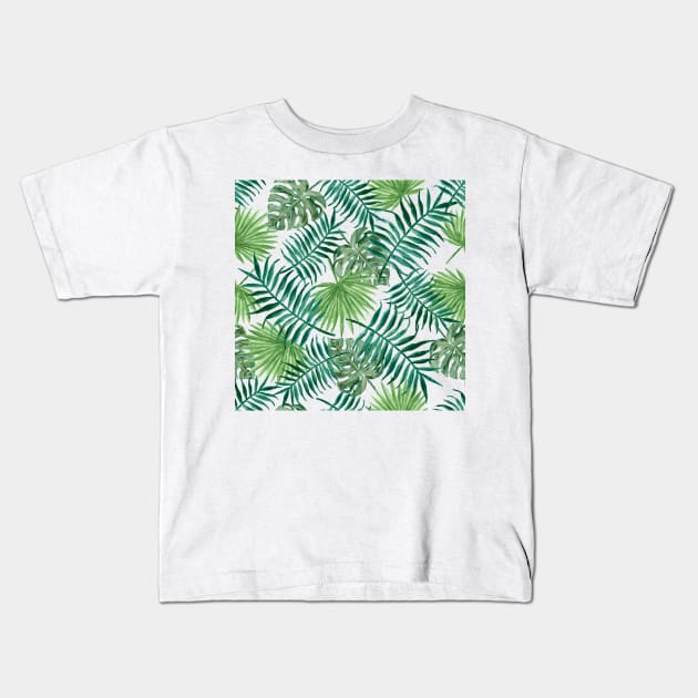 Palm Leaf Print Kids T-Shirt by luckylucy